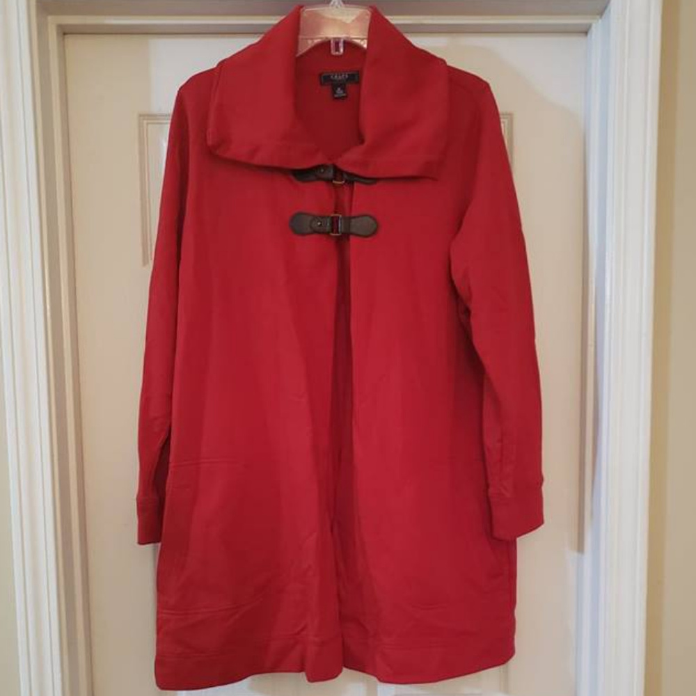 NEW Chaps Denim ~ Red Cloak w/ 2 Buckles & Collar